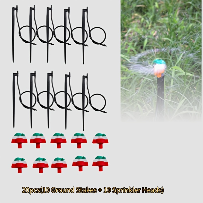 TEMU 360 Degree Rotating Micro Sprinkler Kit, 7.5mm Inner Diameter, 1.8mm Nozzle, For Greenhouse, Garden, Lawn, Vegetable Irrigation