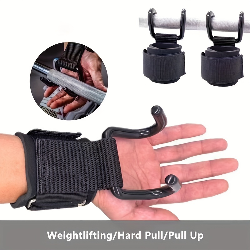 Black Weightlifting Assist Hook Anti-Slip Hard Pull Bar with Textured  Grip for Hand Wrist Strength Training, Durable Fitness Equipment for  Dips,