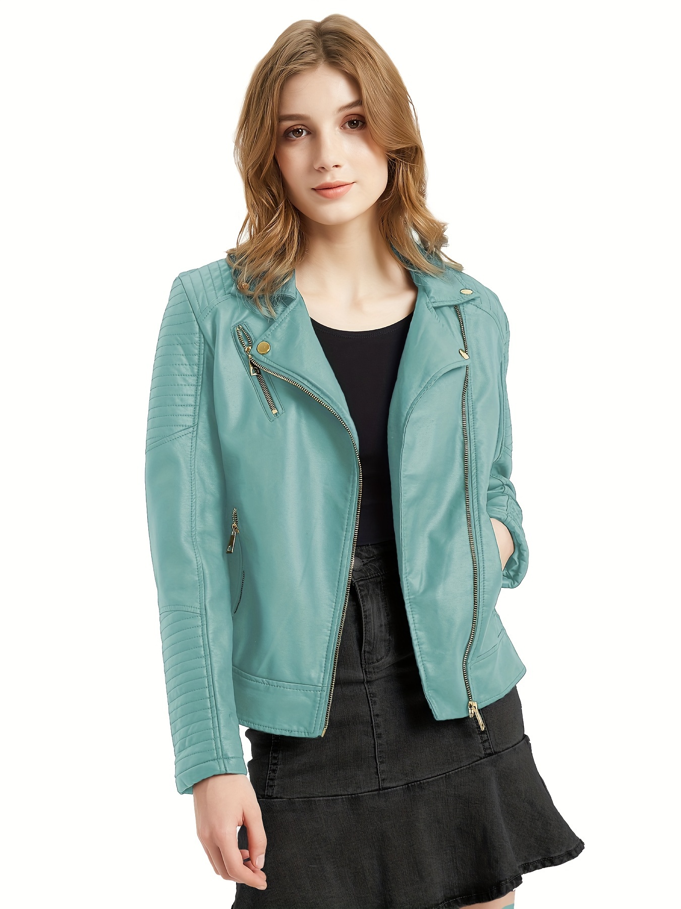 giacca moto casual e versatile in pelle pu donna Temu Italy