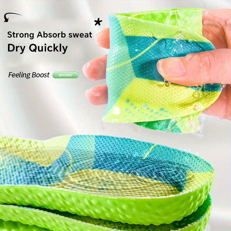 1 Pair NAOBING 4D Soft Fabric Sports Insoles - Ultra-Breathable, High-Impact Shock Absorption Air Cushion - Supreme Comfort for Running, Hiking, Walking - Quick-Drying Sweat-Management Insoles, Comfortable Footwear | EVA Material | Ergonomic Design