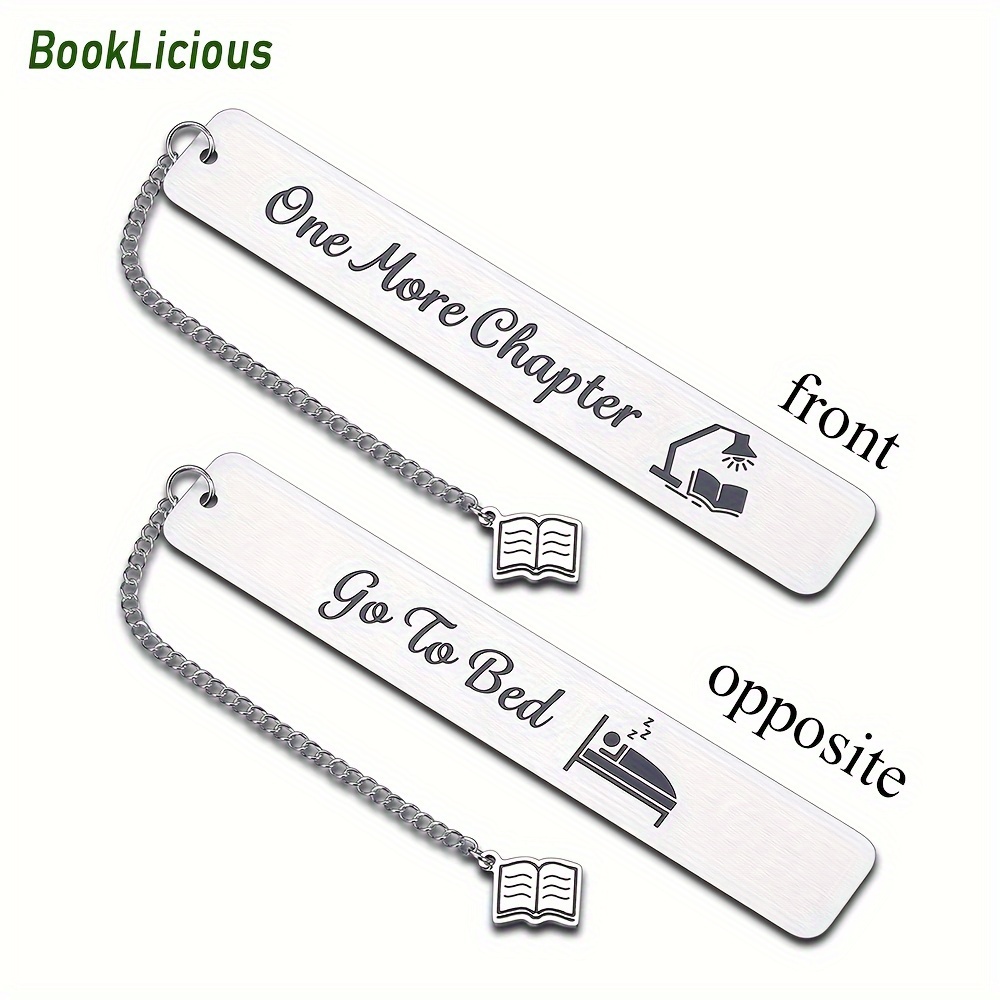 

1 More Chapter Or Go To Bed" Engraved Stainless Steel Bookmark - Perfect Gift For Book Lovers, Graduation, Birthday, New Year