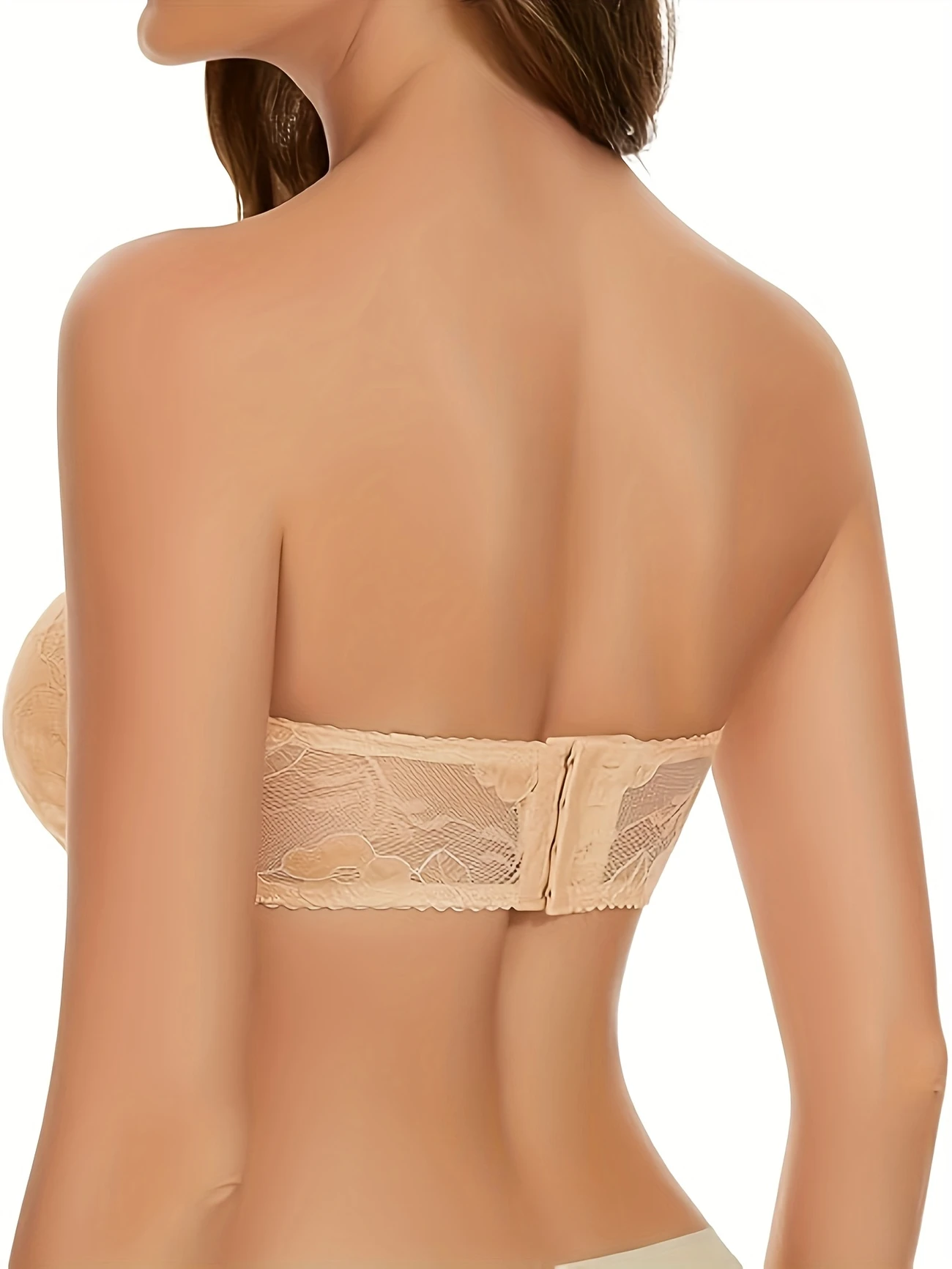 ladies lace tube bra comfortable wire free gathered tube bra strapless thickened bra details 6