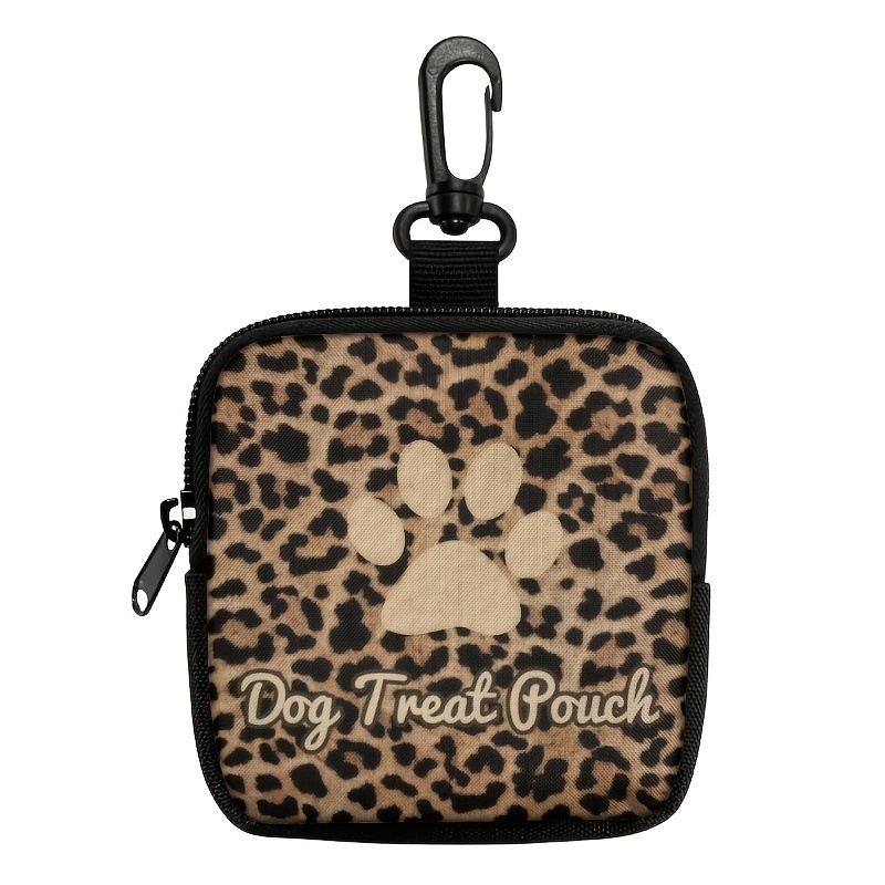 E-shop 1 Stilvolles Leopardenmuster Leckerli-Tasche mit Pfotenabdruck-Design, Tragbare Trainings-Tasche für Haustiere, Outdoor-Hundegurteltasche,