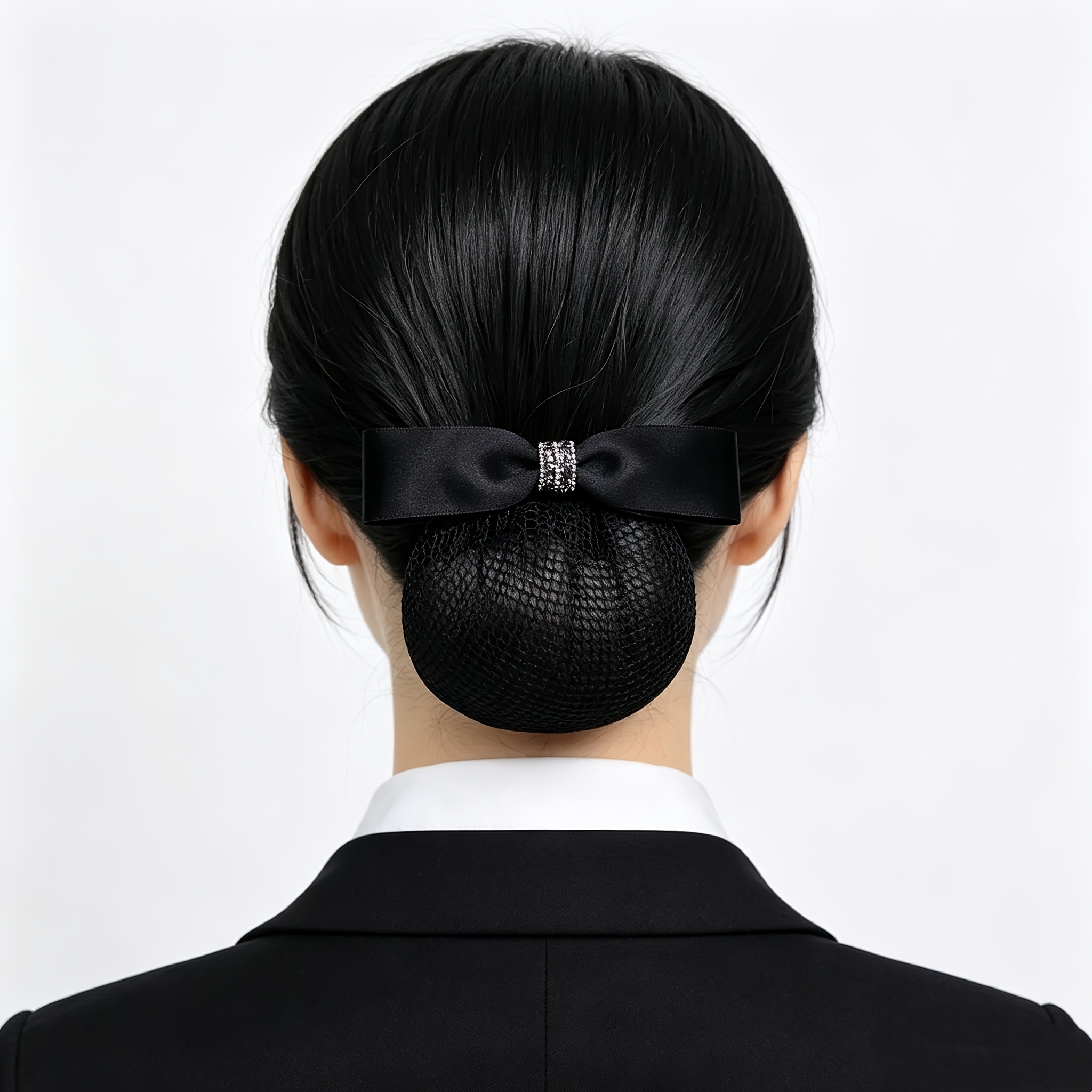 TEMU Single-clip Floral Hair Net For Women, Professional Hair Accessory, Updo, For Nurses, Work, Korean Stewardess, Elegant, Simple, And Fashionable