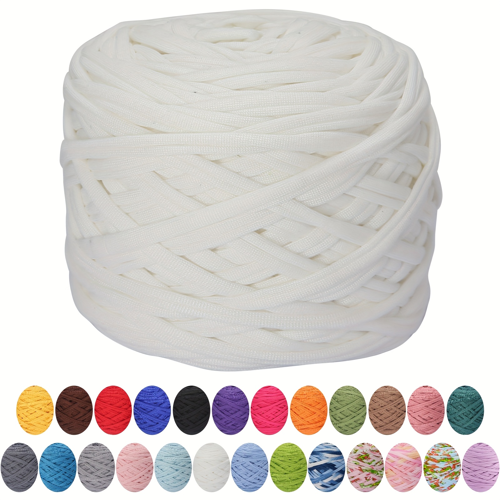 Image of 1pc Polyester T-shirt Yarn, 2cm Wide, 200g, Multicolor Crafting Yarn For Diy Bags, Blankets, Cushions, Dolls & Handicrafts, Ideal Gift For Craft Lovers, Chunky Yarn
