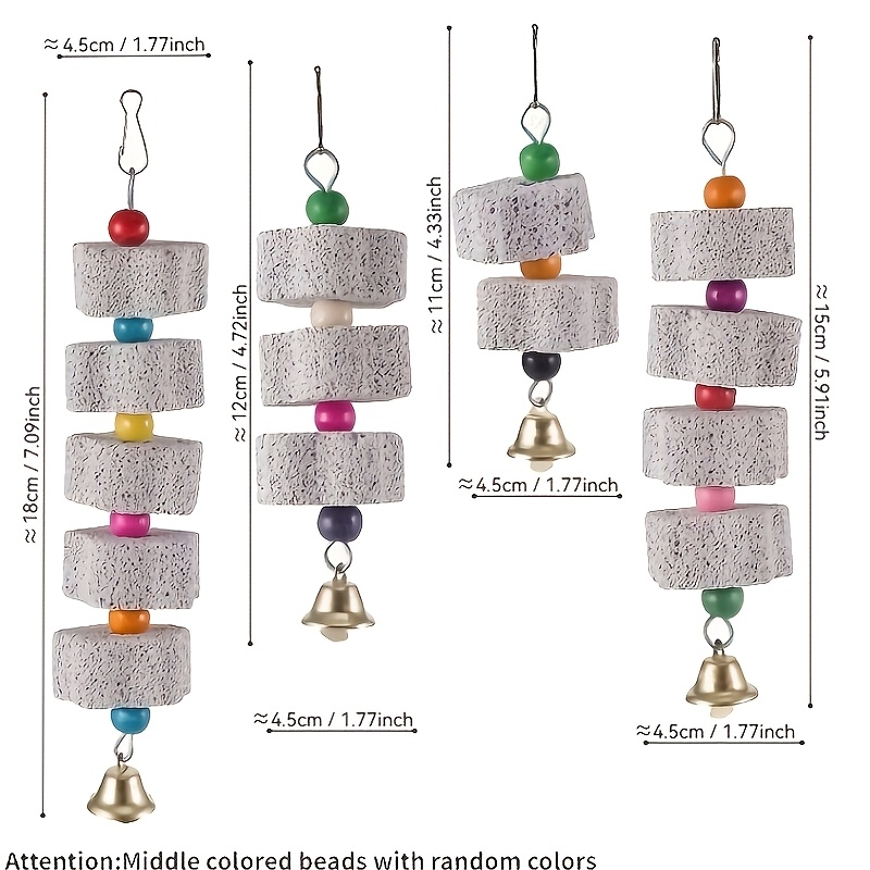 Parrot Chewing Toy - Bird Beak Grinding Stone with Bell And Calcium Supplement Mineral Food String. Bird Toys, Bird Cage Additions, Suitable for a Variety of Small Animal Toys - Image 5
