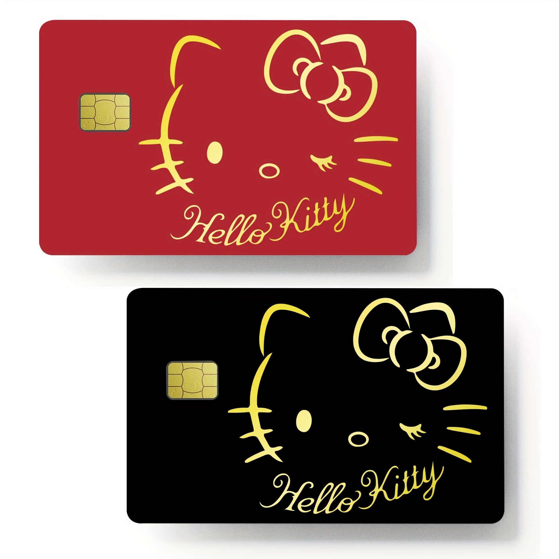 

[2pcs Hello Kitty Card Decals] 2-pack Hello Kitty Self-adhesive Pvc Card Decals, Reusable Matte , Plastic, For Credit/bus/ Cards, Valentine's Day Gift