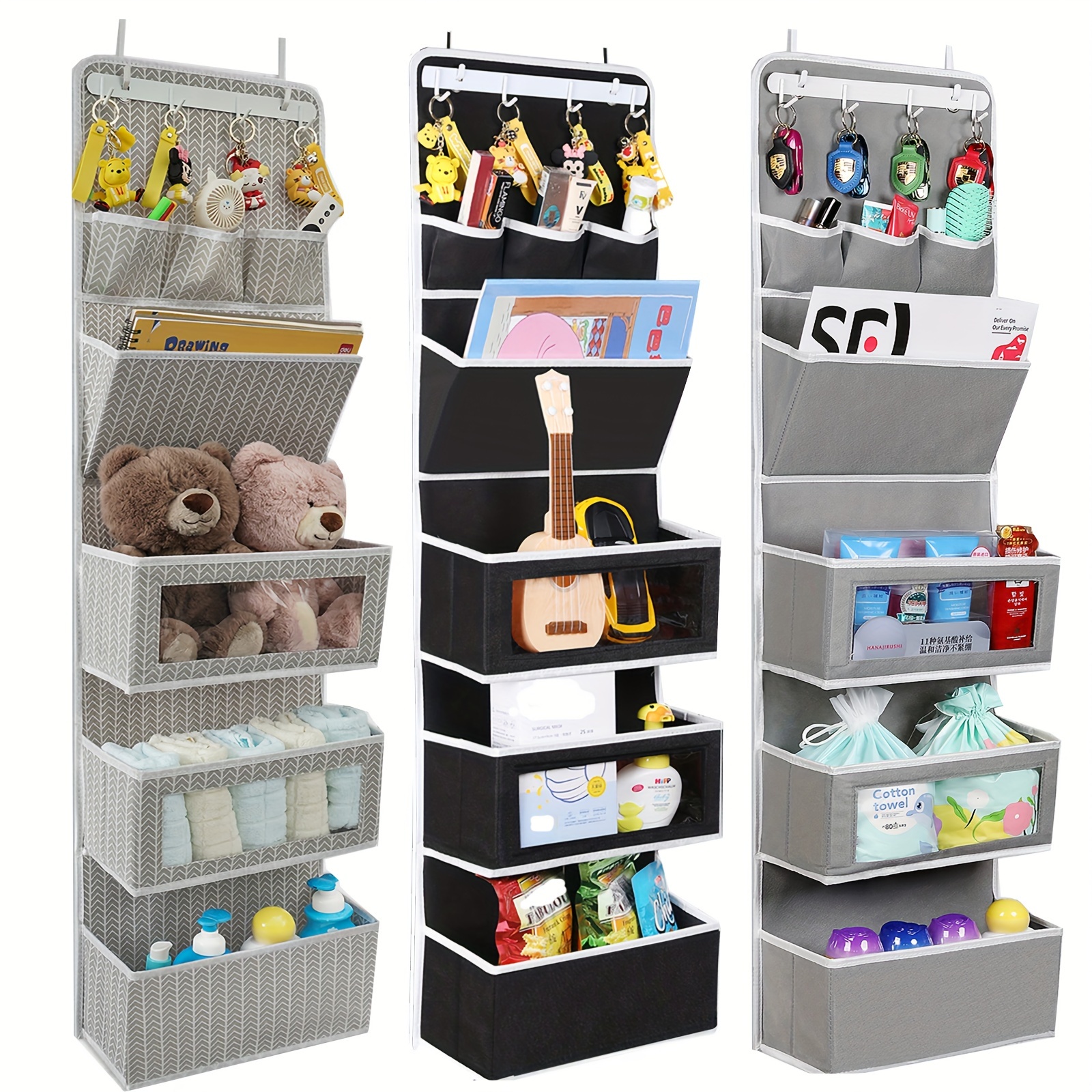 

1pc All-in-one Over The Door Organizer, Behind The Door Storage Organizer With Hooks And Large Clear Windows, Wall File Organizer, Hanging Organizer, Home Storage & Organization, Bedroom Accessories