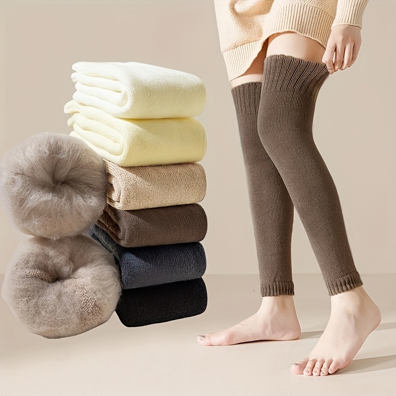 

6 Styles Of Autumn And Winter Velvet Thickened Warm Knee Socks (1 Pair, Cold And Frost Protection Long Half-thigh Socks)