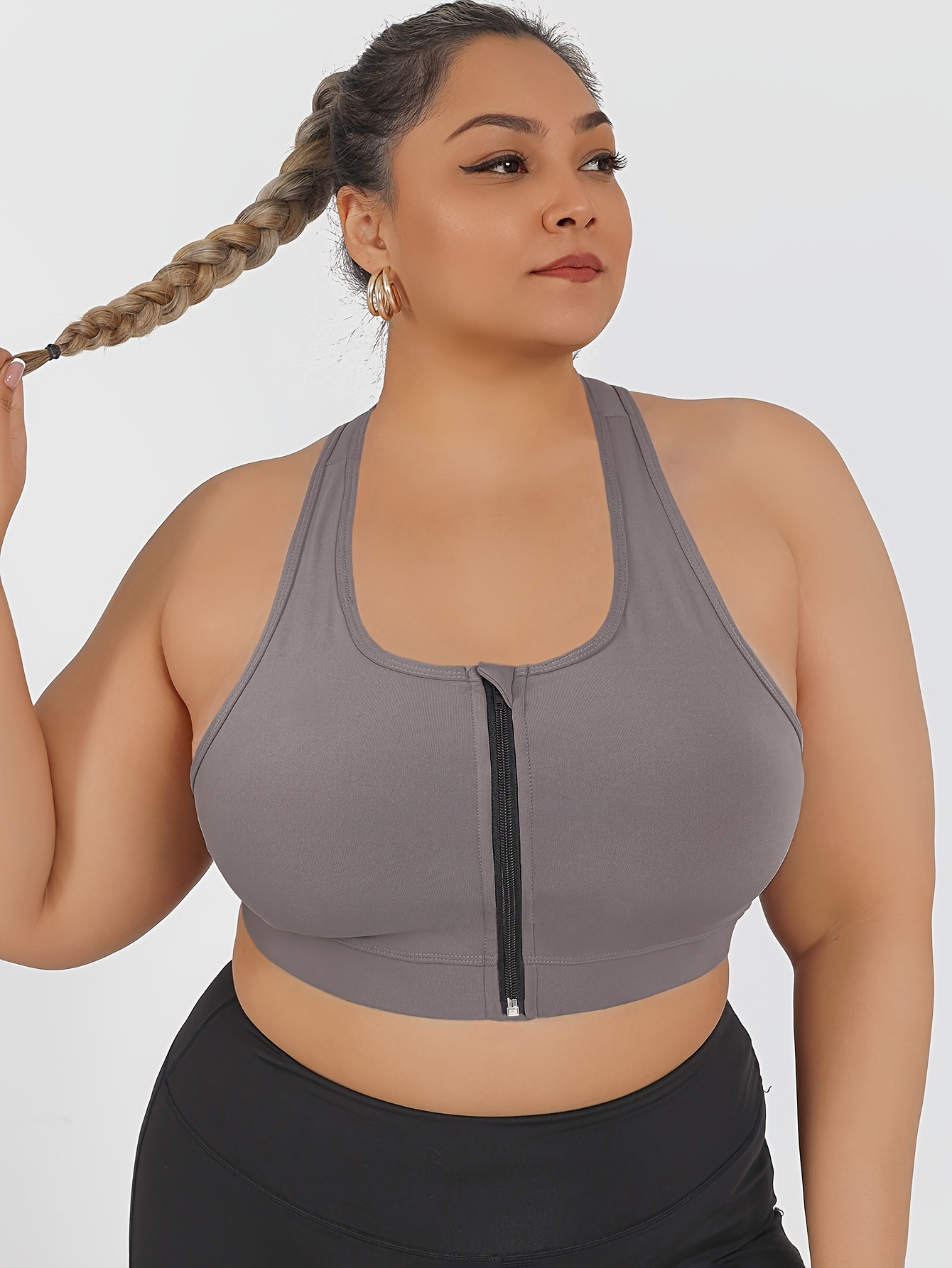 Women's High-Impact Sports Bra with Zipper Front Closure, Removable Pads & High-Elasticity Fabric - White Yoga Running Gym Bra for Workouts, Machine Washable, Strapless Push Up Bra, Workout Support, Backless Design, Durable Sports Wear