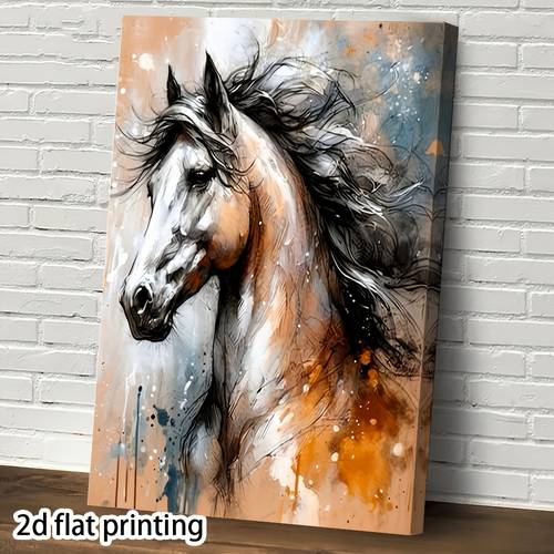 imagem do item pintura 2d, 1 , vintage - de em tela com moldura de madeira, adequado para decoração de casa, presente equestre, presente de feriado, pintura de para decoração de escritório