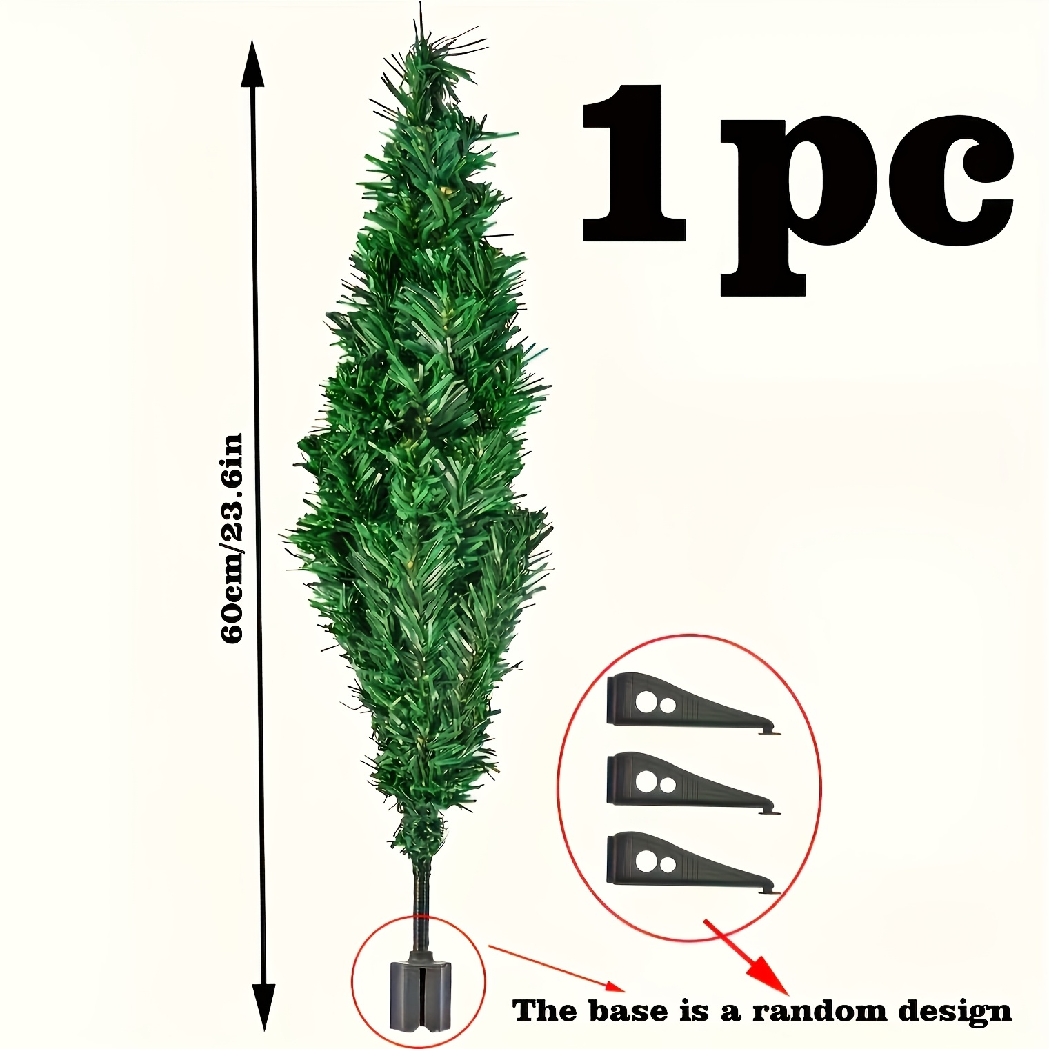 TEMU Pvc Artificial Christmas Tree, Base Is Random, Green Tabletop Model With Plastic Stand, In 17.72 Inches / 23.62 Inches, Party Table Centerpiece,