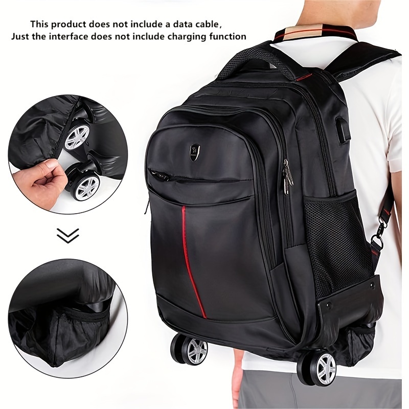 ZOMFELT Mochila con ruedas para mujer, mochila de viaje con ruedas, mochila  para laptop de 17 pulgadas con bolsa de aseo, mochila de mano con ruedas
