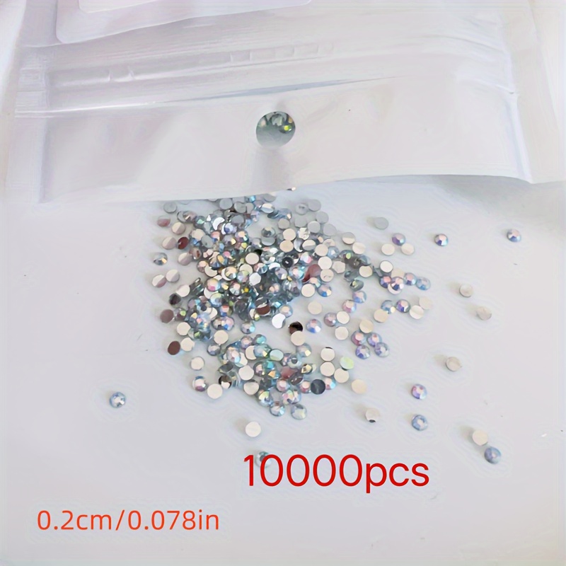 TEMU 10000 Pcs Crystal Ab Flatback Rhinestones, Non-hotfix Resin Gems For Nail Art, Diy Craft & Jewelry Making Accessories