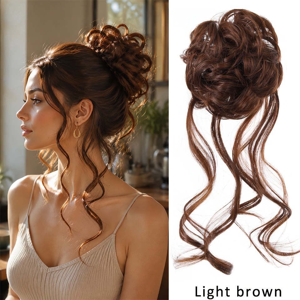 TEMU 【商品名】合成ト メッシー カーリー 伸縮性ゴムバンド ヘアブン ふわふわ 簡単 女性向け デイリー パーティー ハロウィン クリスマス 新年 音楽
