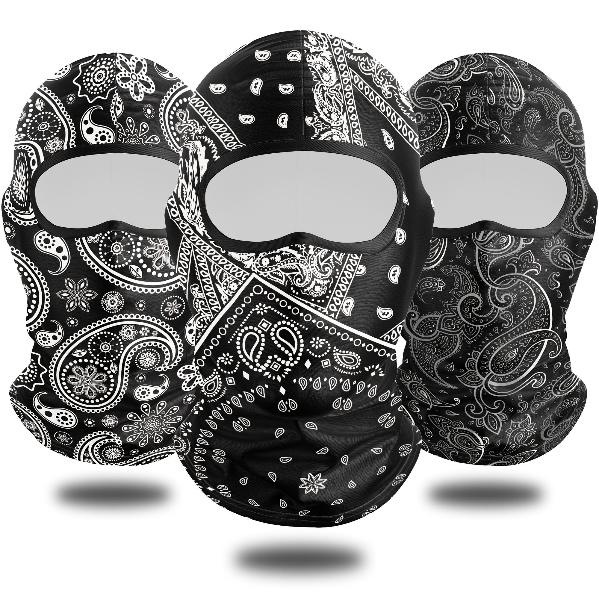 

1pc Stylish Paisley Series Balaclava, Breathable Polyester Full-face Mask With Eye Holes, Hand-washable - Ideal For Outdoor Activities In , Black