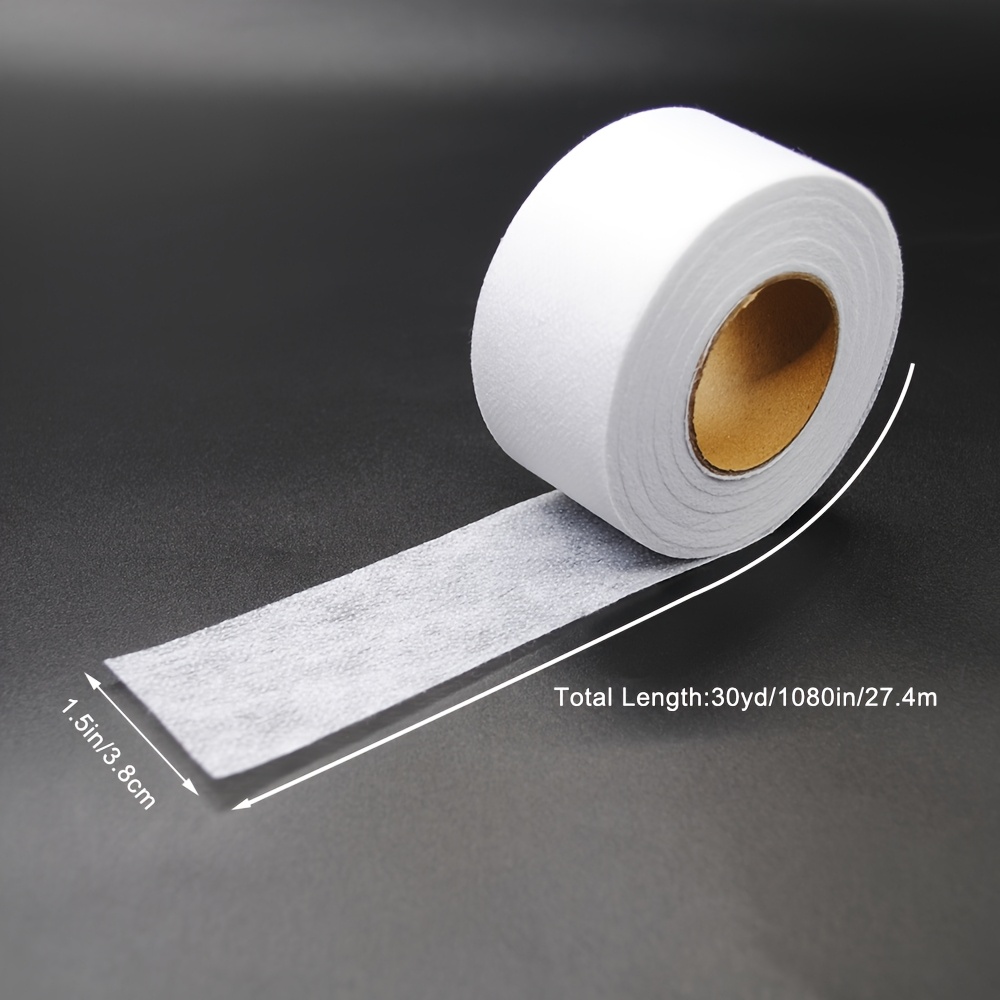 TEMU 1 Roll 1080inch Medium Weight White Non-woven Fusible Interfacing Tape, Easy-to Iron-on Polyester Fabric Interlining For Diy Sewing And Crafts,