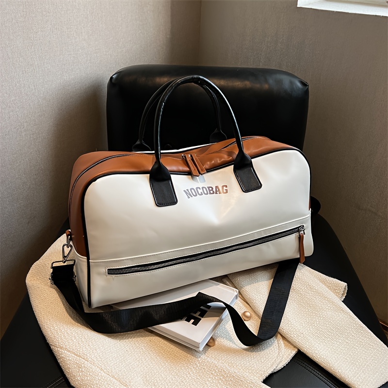 

Sac de Voyage Léger de Grande NOCUBAG - Weekender Élégant avec Bandoulière, Accents /Blanc & Marron, pour , les Courts & le Bagage à Main, Sac de Voyage Court | Bagage Élégant | Sac, Sac de Voyage