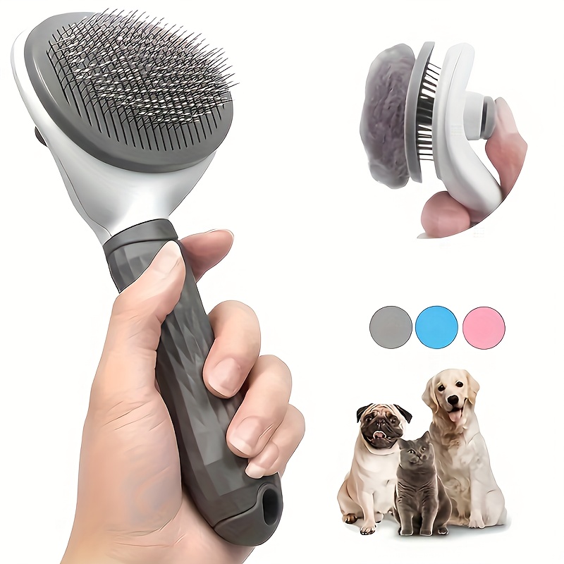 

1pc Effortlessly Remove Pet Hair With Our Float Hair Removal Slicker Brush - Perfect For Dog And Cat Grooming