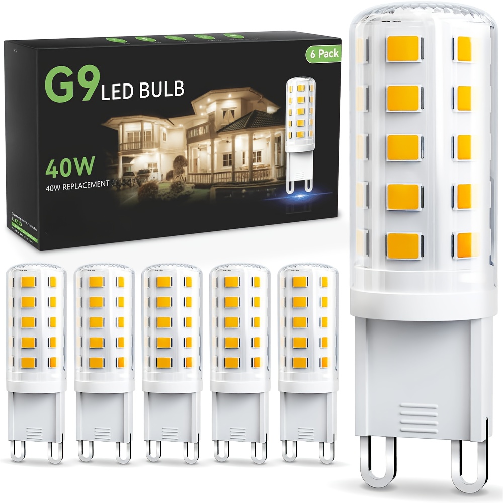 TEMU 24/6 Pack Light Bulb Daylight Not Dimmable 3.5w 400lm, 3000k Soft Light 120v No-flicker T4 G9 Bi Pin Base Led Bulbs For Chandeliers, Home