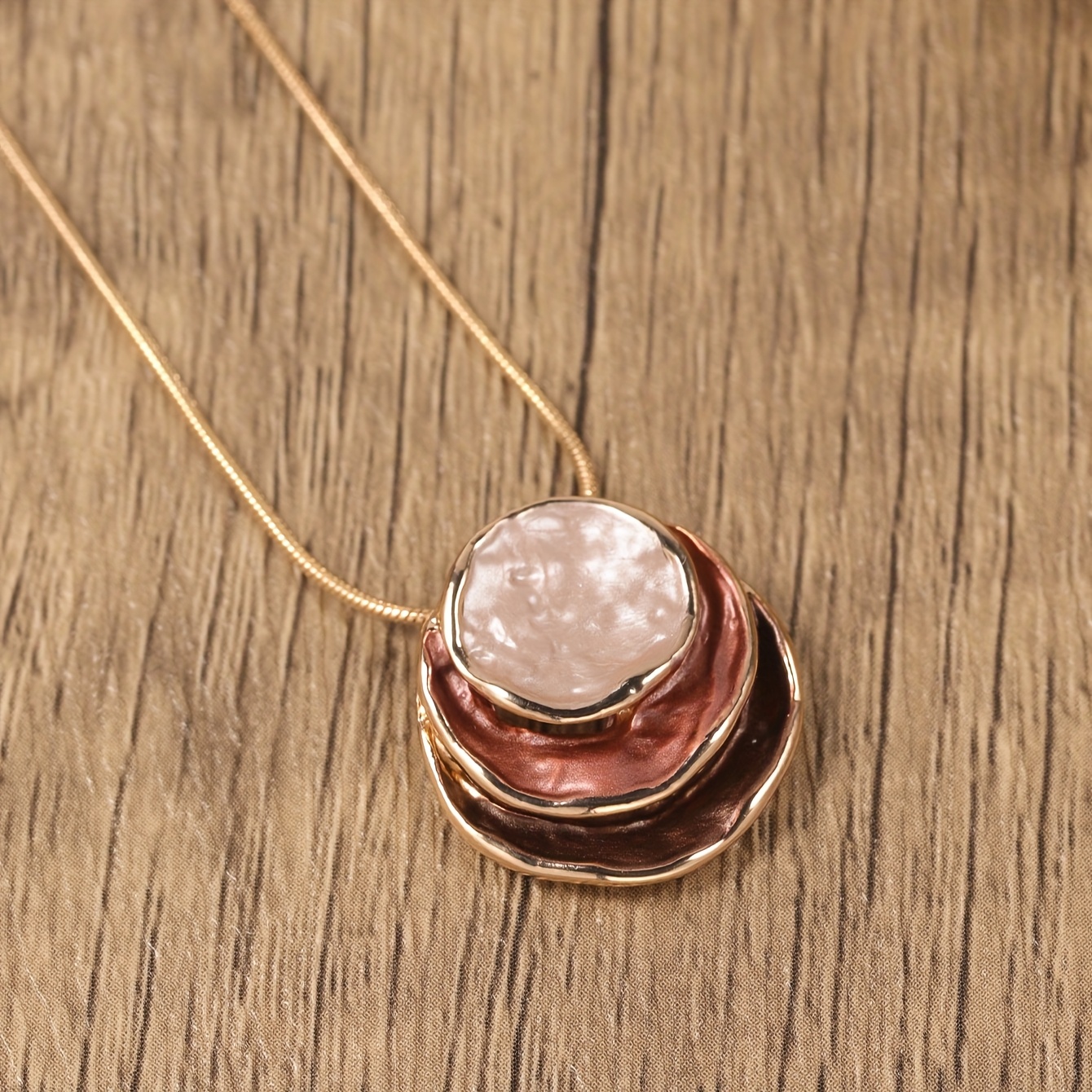 TEMU Vintage Bohemian Style Jewelry Necklace, For Alloy Enamel Circular Pendant Necklace, Elegant And Fashionable Accessory For Women, Suitable For