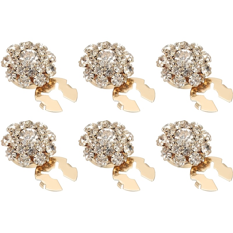 Image of 6pcs Detachable Rhinestone Button Set, 17.5mm (11/16 Inch) Decorative Button Clips, Removable Sewing Kit, Diy Crafts For Women And Men, Holiday Decorations, Dress Accessories, Golden And Black