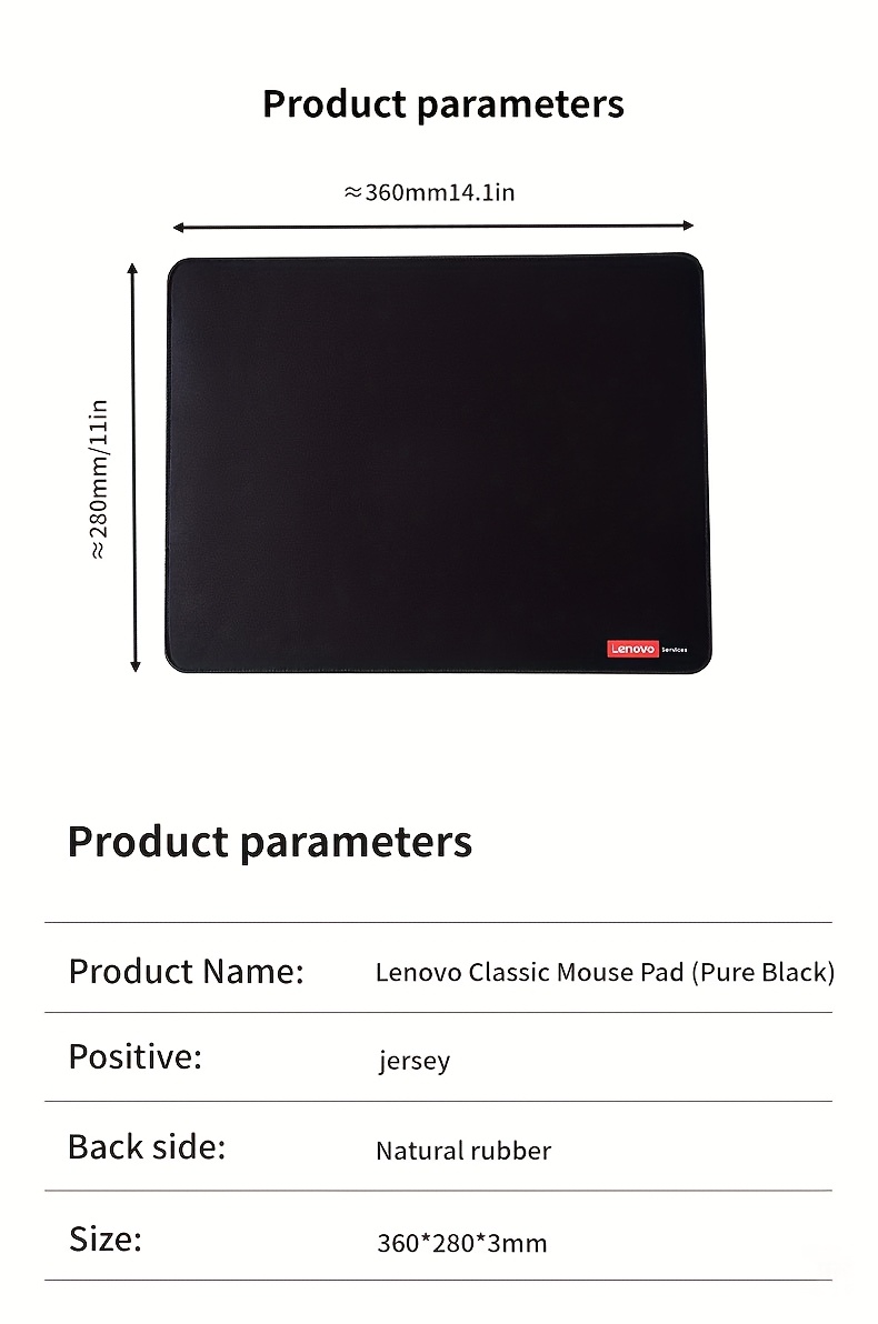 Lenovo Classic Non-Slip Gaming and Office Mouse Pad - Large Desk Mat with Anti-Slip Base, Precision Tracking, Easy-Clean Surface for PC, Laptop, Computer - Compatible with Lenovo Computers, Large Mousepad for Desk, Sleek Design