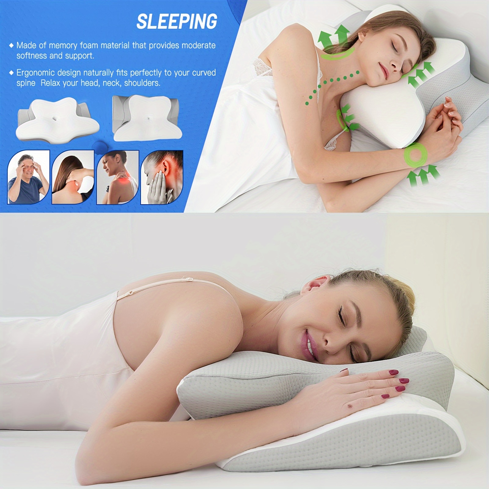 Cooling Pillow Neck Support Adjustable Cervical Pillow Cozy - Temu Canada
