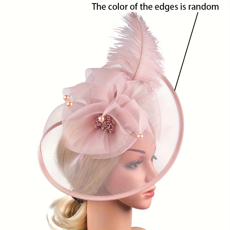 elegant pink fascinator feathers floral accents stylish  display picture 2