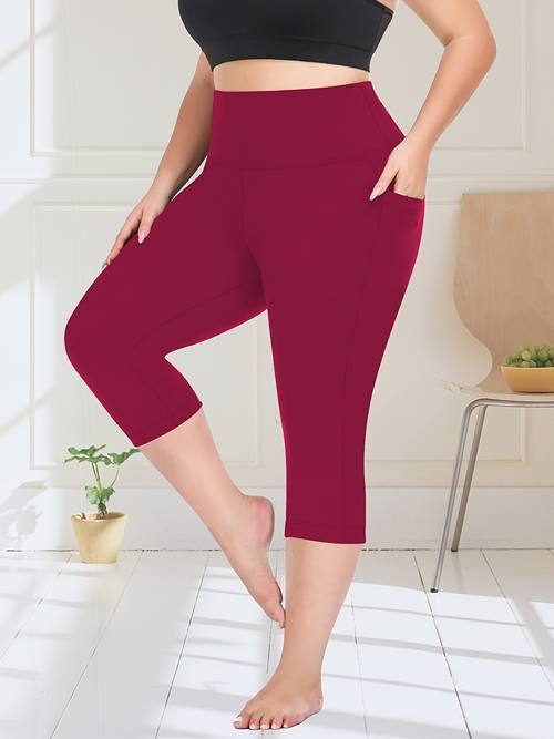 plus size plus size high waisted side pocket cropped leggings