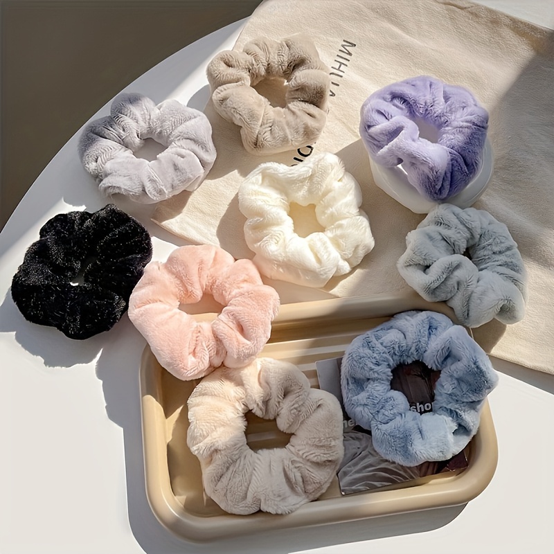 

9pcs Women's Multi /winter Plush Thickened Large Hair Ring Hair Accessories Set, Simple, Sweet And , Warm And Comfortable Hair Ring, Tie Ponytail And Hair Rope