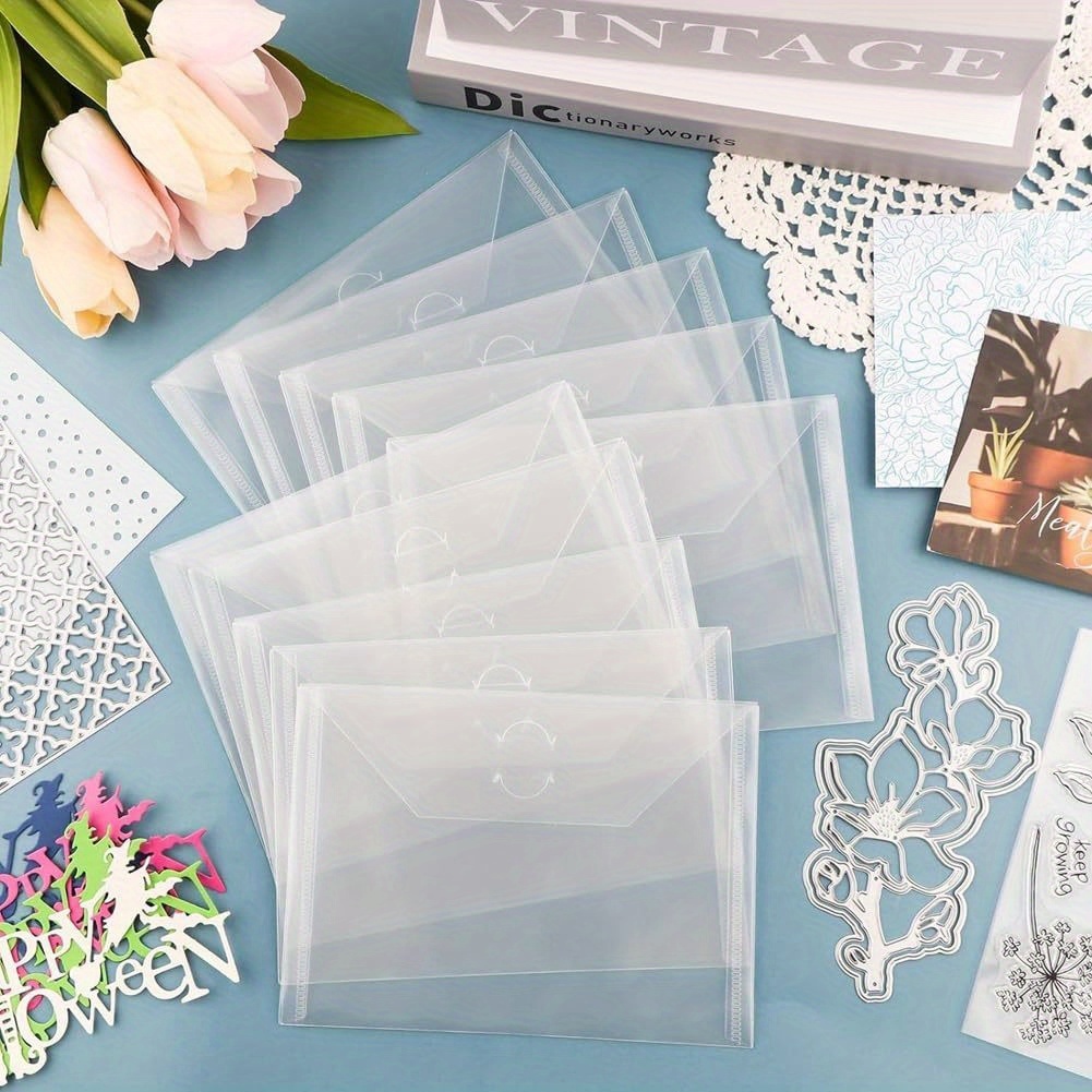 E-shop 10 Stück Metall Stanzformen Aufbewahrungsbeutel - 7x5 Zoll Transparente Umschlagtasche, zur Aufbewahrung von Metall Stanzformen transparenten