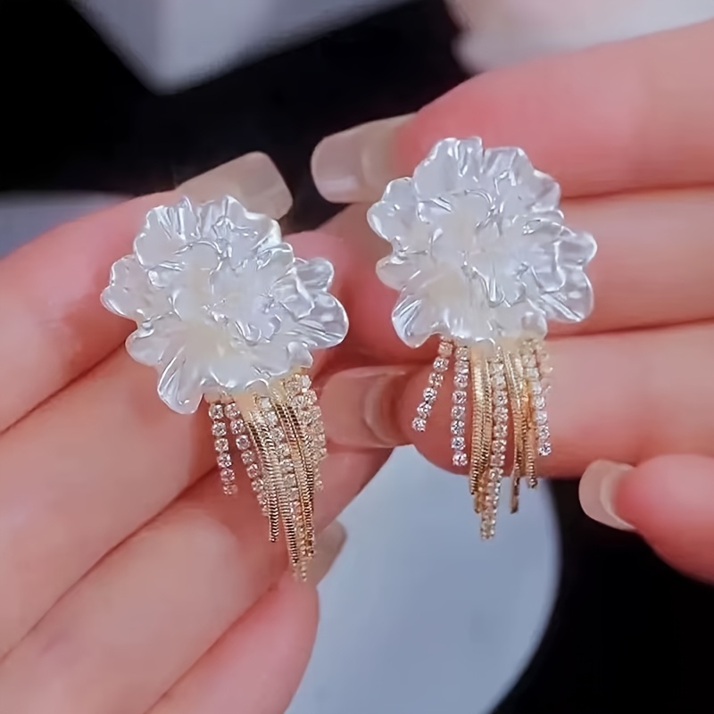 TEMU Pendientes de moda elegantes de estilo francés con borlas geométricas