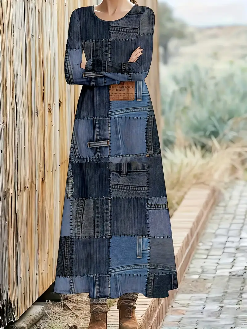 denim print imitation denim womens 3 denim dress - Temu Cyprus denim print imitation denim womens 3 denim dress - Temu Cyprus