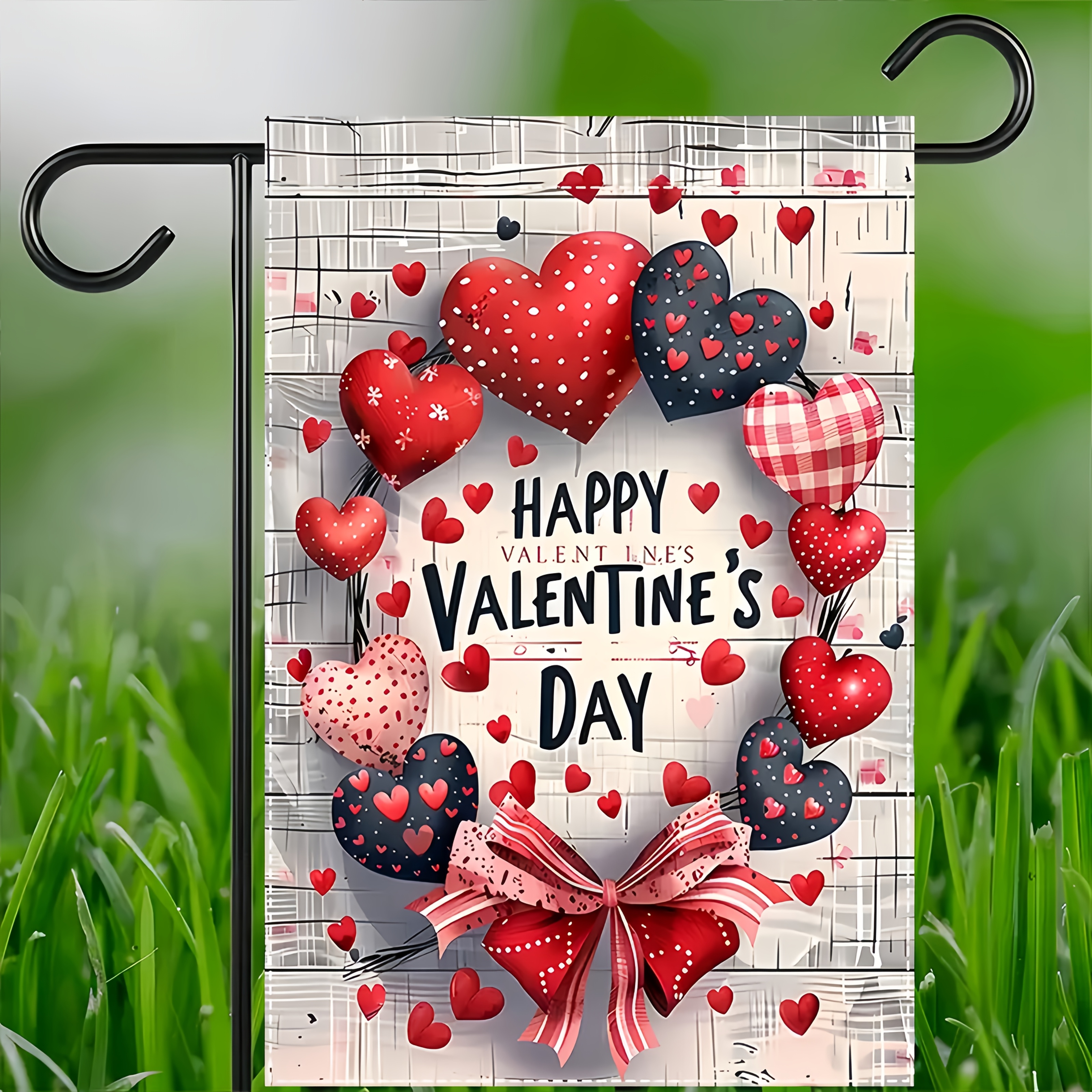 

Double-sided Valentine's Day Garden Flag, 12x18 Inches, Polyester, Romantic Hearts Design, Outdoor Lawn & Patio Decor, Seasonal Decoration, No Flagpole Included