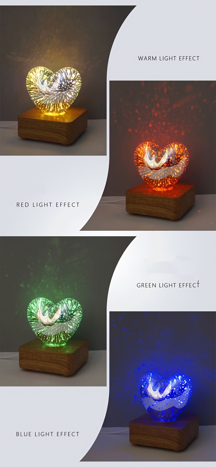 1 piece 3d usb powered love heart fireworks night lamp led camping light bedroom atmosphere light outdoor desktop decorative light valentines day gift eid al adha mubarak details 1