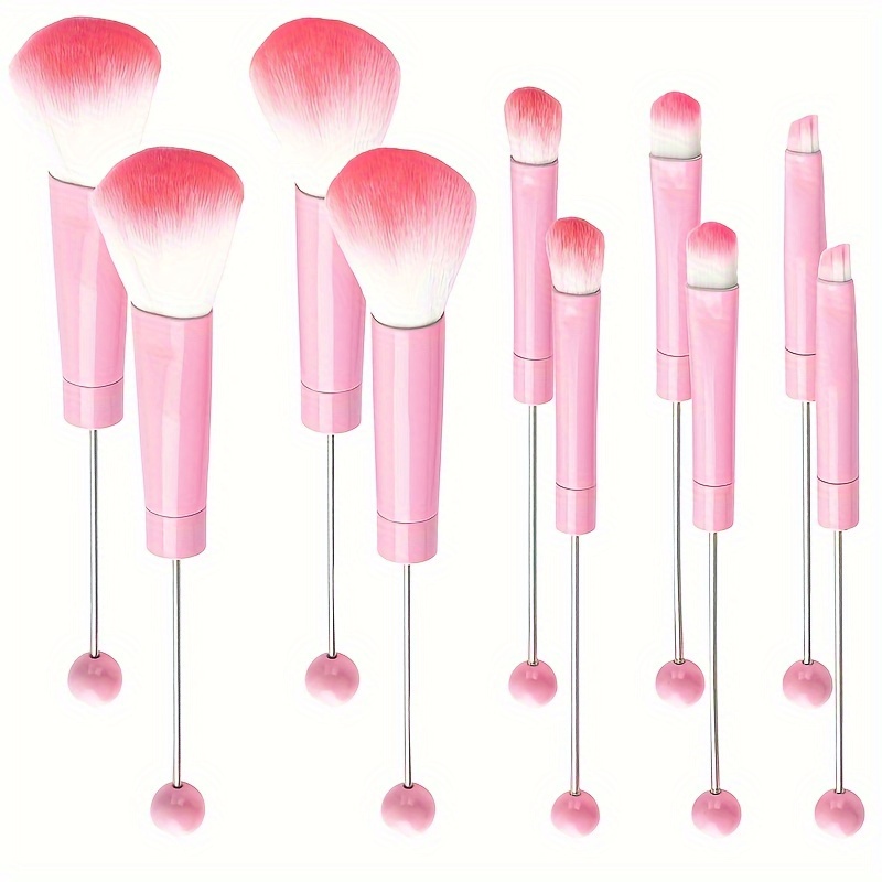 

10pcs Beadable Makeup Brushes Diy Makeup Comestic Brushes Beaded Brushes Kit For Diy Beaded Eyeshadow Brush Craft Supplies