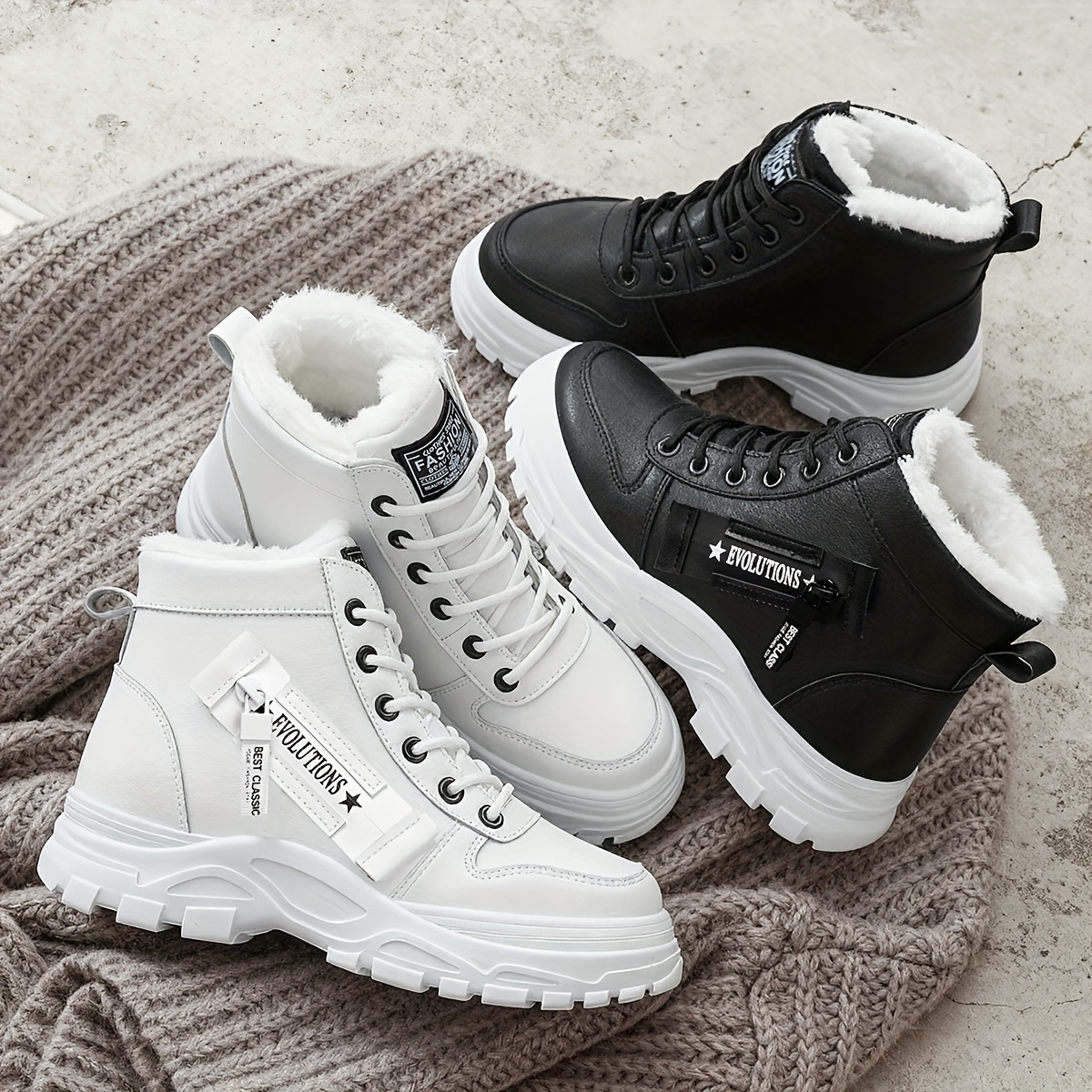 dameslaarzen, zwart-witte winterschoenen voor dames