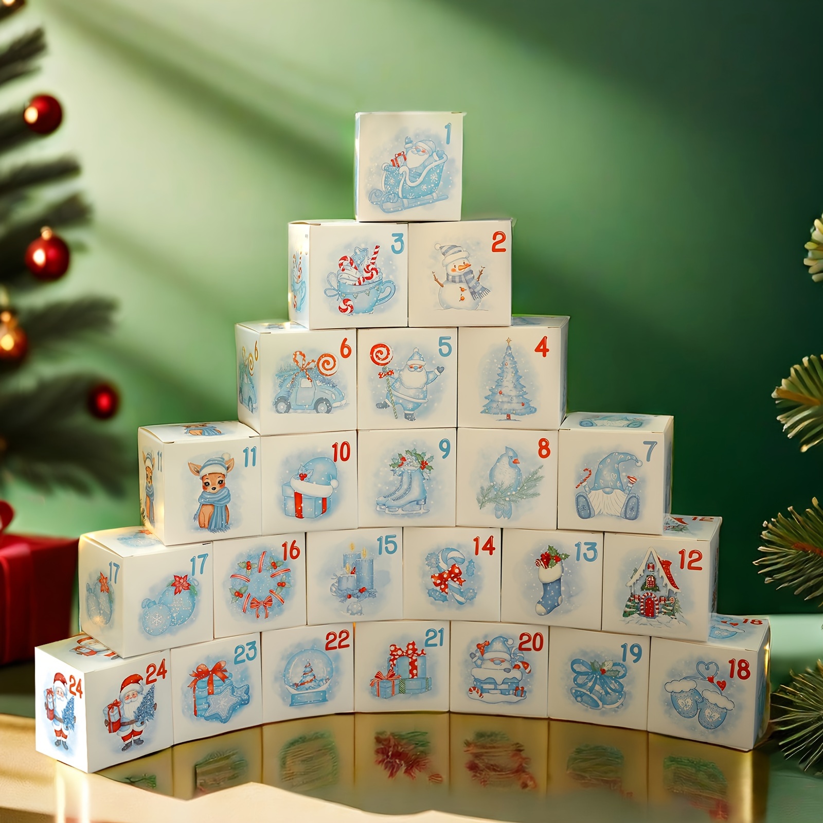 

[Meilleur Classement] 24pcs Boîtes de Calendrier de l'Avent de - Compte à Rebours Glace Chiffres, de & - Cadeaux de Fête & de Fête