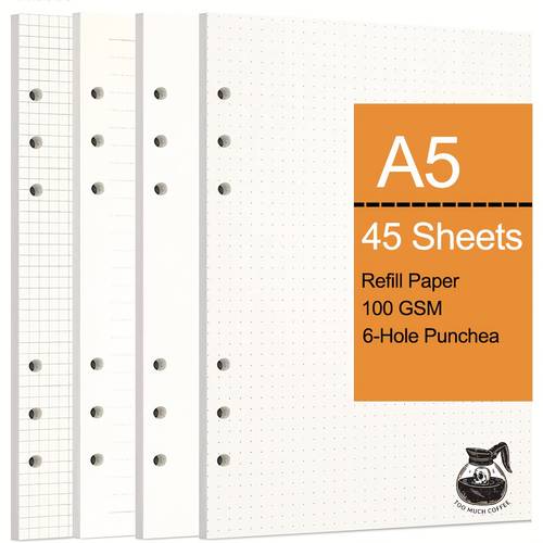 6 holes binder planner refill a5 loose leaf refill paper 100gsm thick no bleeding notebook refill suitable for binder journal notebook diary notebook back to office binder supplies