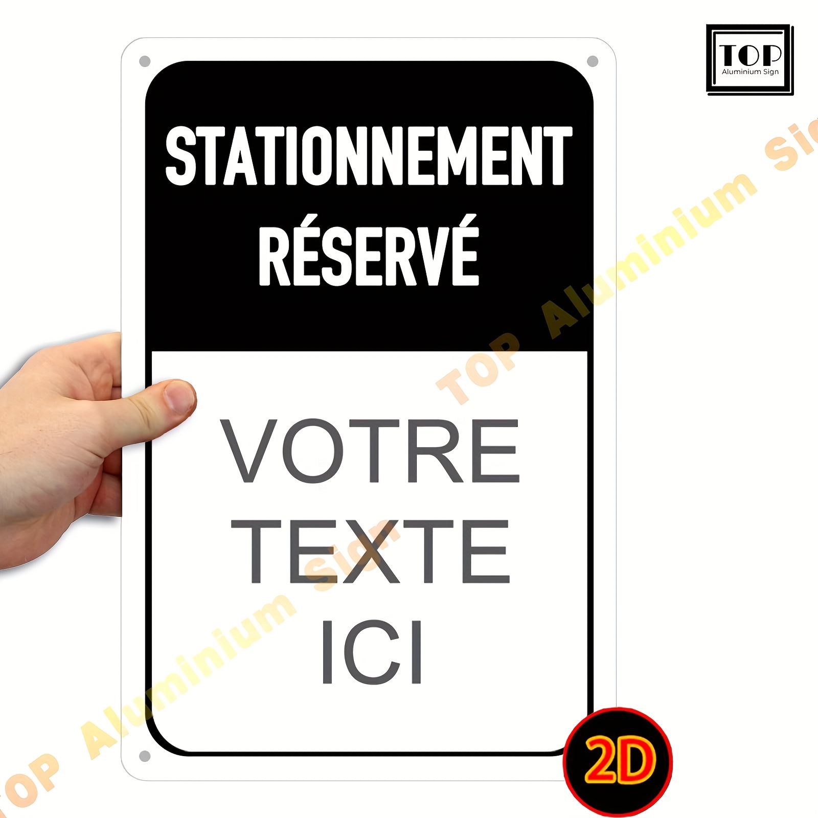 TEMU Panneau de stationnement personnalisé 2D plat - 1pc 2D plat 8X12 pouces, aluminium antirouille de 0,024" (0,6 mm) avec 4 options de couleur |