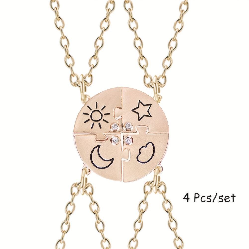 Image of 4pcs/set Necklace Sets Cloud 4 Element Pendants Chain Choker For Birthday Supply Fashion Friendship Necklace With Party Accessories