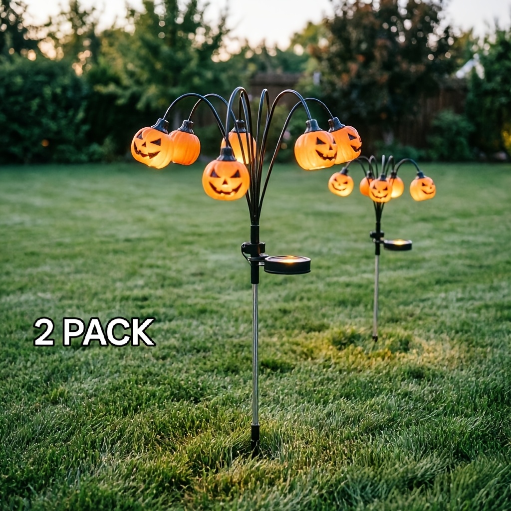 TEMU 2-pack 6-led Solar Stake Lights, Outdoor Lighting Decor For Yard, Garden & Walkway Path, Auto Solar Sensor Waterproof Landscape Lamp For