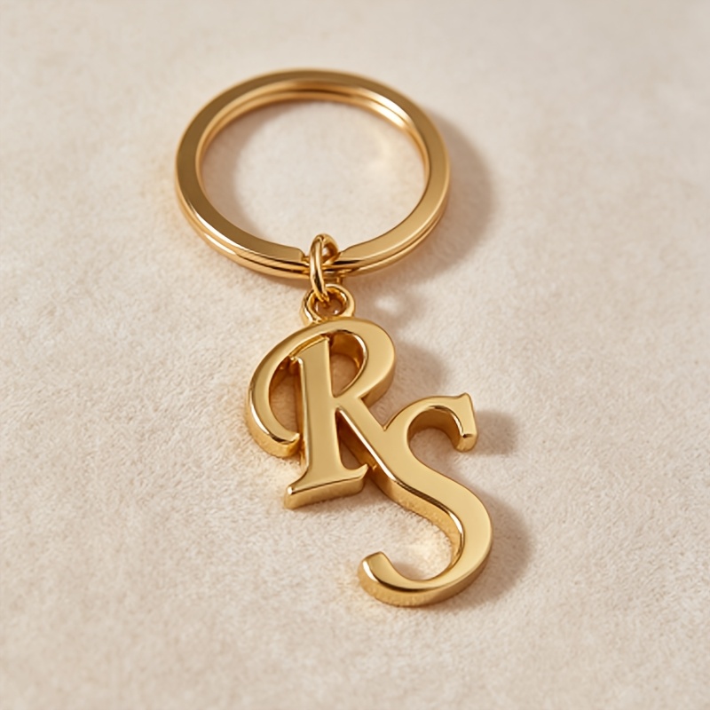 TEMU Custom Double-letter Stainless Steel Keychain, Double-letter Splicing Design, Personalized Letter Keychain, Custom Couple Keychain, Handmade