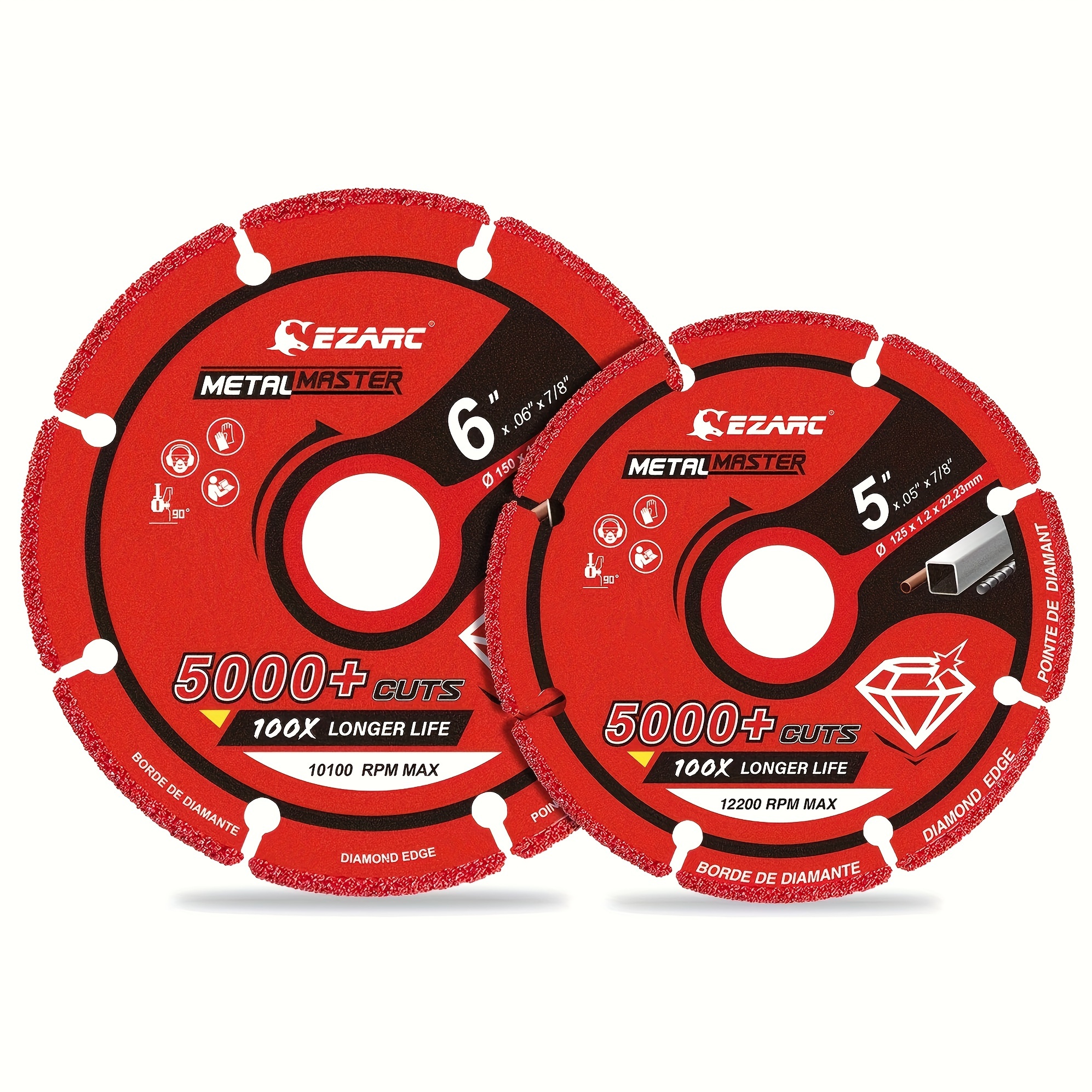 

Ezarc 1pc 5"/ 6" Diamond Cutting Wheel, Diamond Cutting Disc With 5000+ Cuts On Various Metals, , Steel, Iron, Wood & Nails And Inox, All In 1 , Precise And Durable, 100x Longer Life