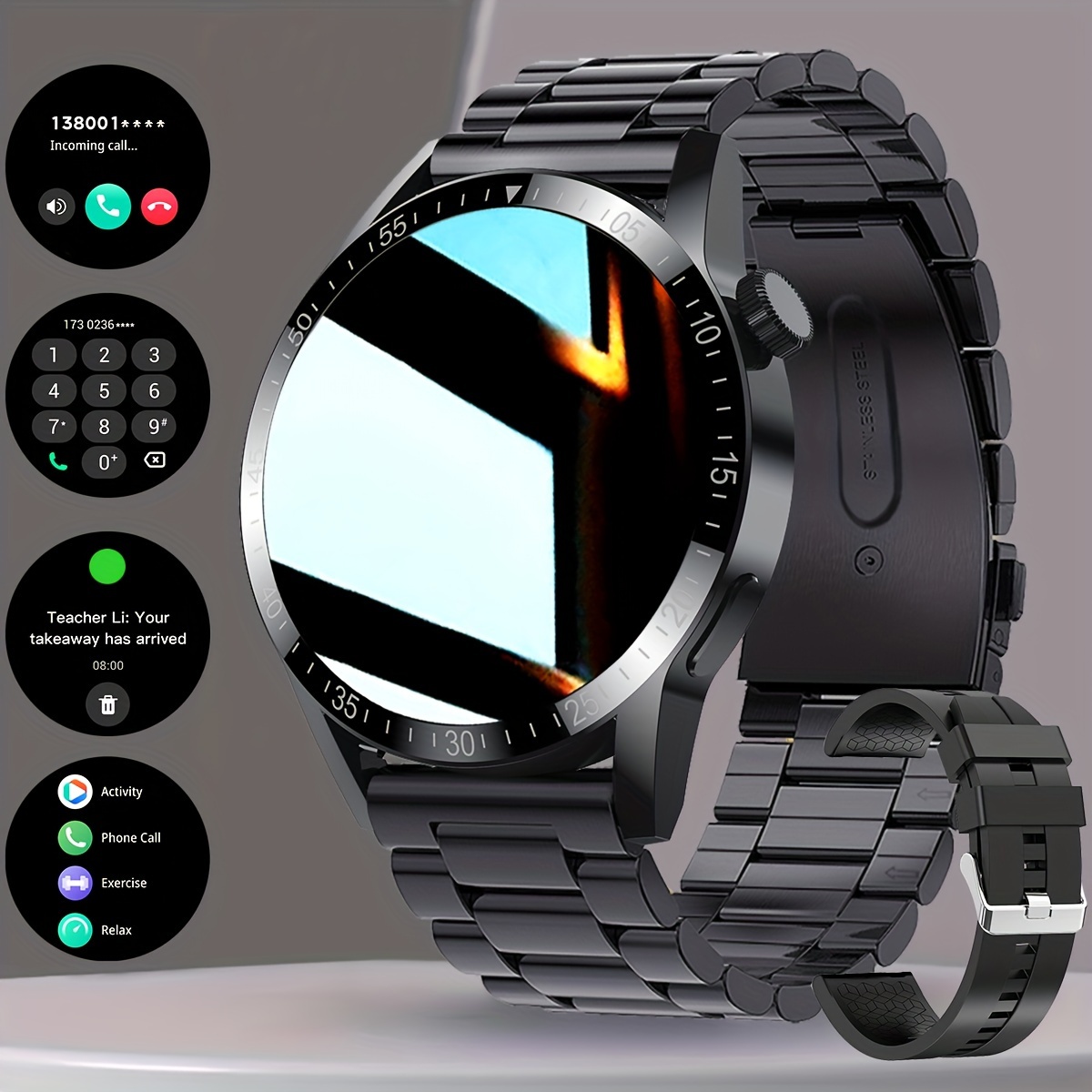 

New Men's Smart Watch With Wireless Call, Message Reminder, Custom Wallpaper, Sport Mode, Activity For Smartphones