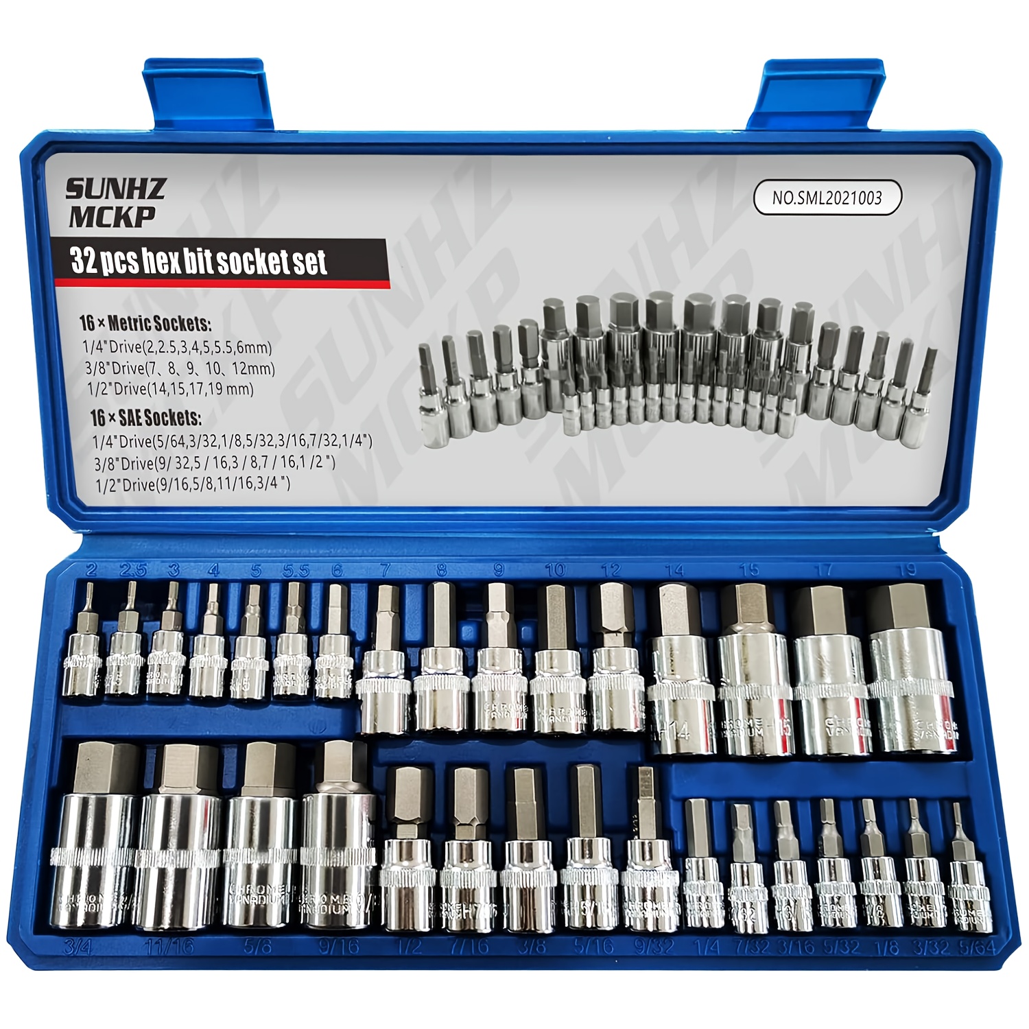 hex bit socket set 32pcs 1 4 3 8 1 2 drives allen socket set sae and metric   allen head hex key socket set made of s2 steel   storage case home   diy projects organized case versatile sockets sturdy construction durable steel   set   mechanics
