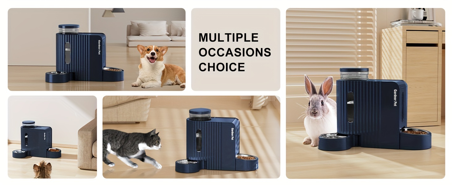 Automatic Gravity Cat Food Feeder And Water Dispenser Stainless Steel Two-in-One Set Large Capacity Dispenser for Pets Dogs, Puppies, Kittens