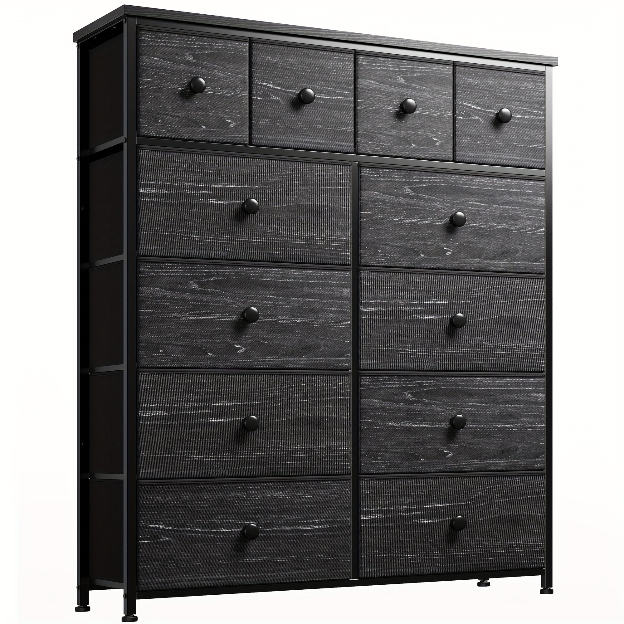 

Dresser For Bedroom With 12 Drawers, Tall Dressers For Bedroom Black Dressers & Chests Of Drawers For Closet, Living Room, Wood Top, Metal Frame, Black