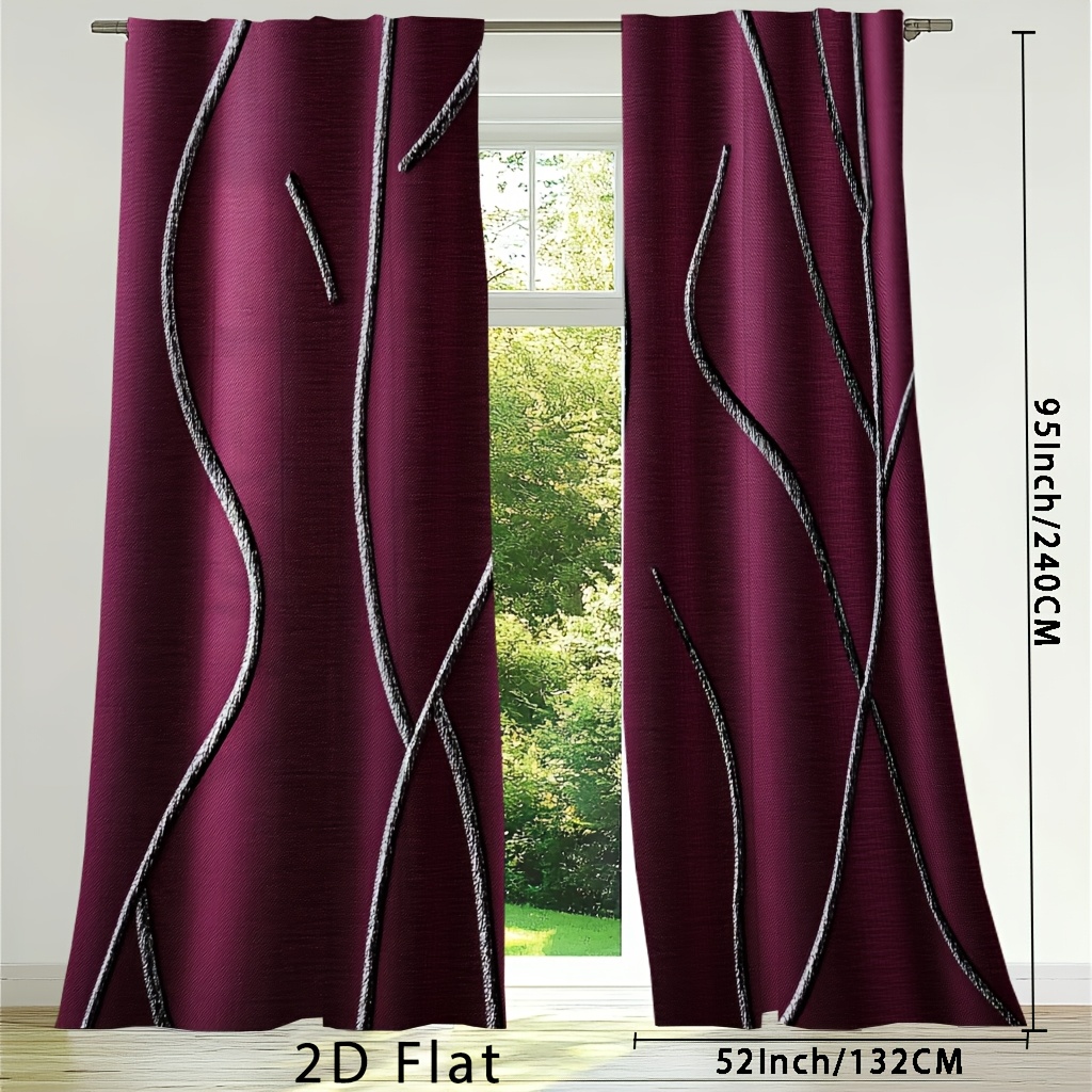 TEMU 2d Flat, 2pcs, 2d Flat Elegant Blackout Curtains, Door Window Curtains, Dinning Room Curtains, Sliding Glass Door Curtains, Curtains For Small